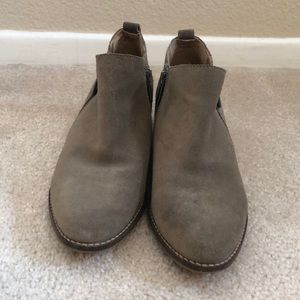 Lucky Brand ankle boots, grayish tan, lovingly worn in good condition.
